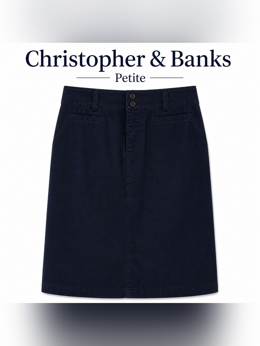Christopher & Banks Petite Navy Skirt Size 4 Petite Knee Length Classic